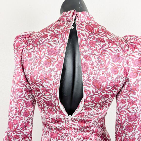 The Vimpres Wife Bow-Tie Floral Silk Mini Dress Red Pink 8UK 4US - Picture 9 of 12